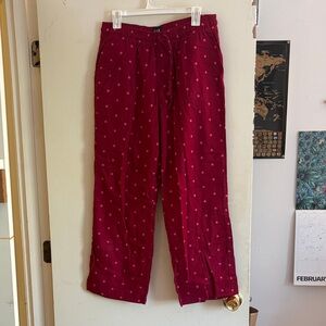 GAP Burgundy Pants with Pink Polka Dots